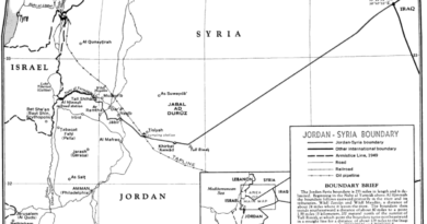 Карта на границата между Йордания и Сирия